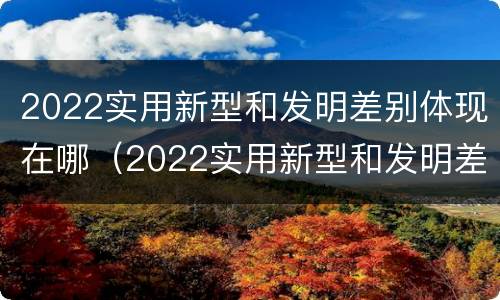 2022实用新型和发明差别体现在哪（2022实用新型和发明差别体现在哪些方面?）