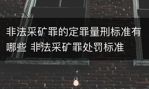 非法采矿罪的定罪量刑标准有哪些 非法采矿罪处罚标准