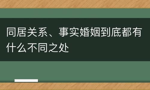 同居关系、事实婚姻到底都有什么不同之处