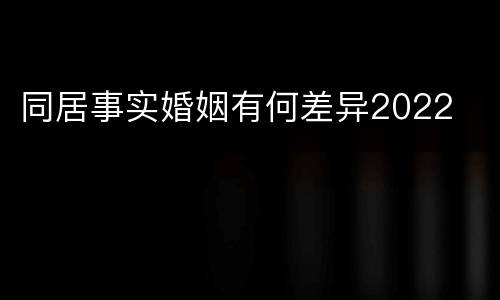 同居事实婚姻有何差异2022