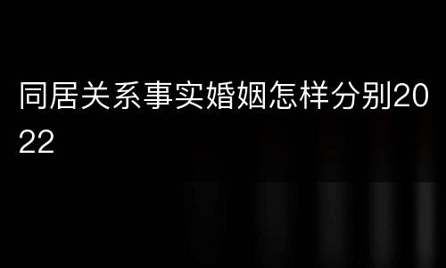 同居关系事实婚姻怎样分别2022