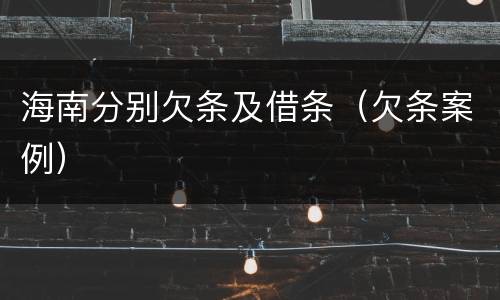 海南分别欠条及借条（欠条案例）