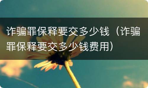 诈骗罪保释要交多少钱（诈骗罪保释要交多少钱费用）