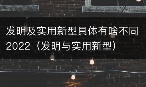 发明及实用新型具体有啥不同2022（发明与实用新型）