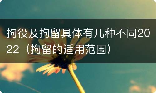 拘役及拘留具体有几种不同2022（拘留的适用范围）