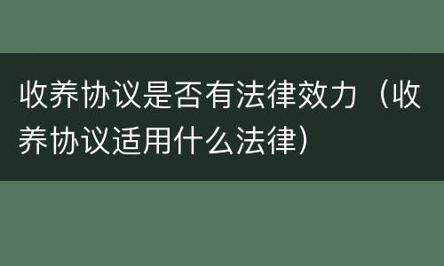 收养协议是否有法律效力（收养协议适用什么法律）