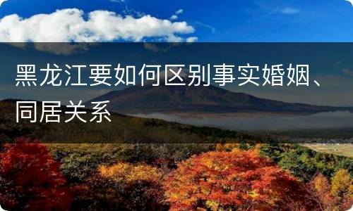 黑龙江要如何区别事实婚姻、同居关系