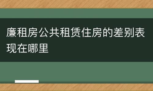 廉租房公共租赁住房的差别表现在哪里