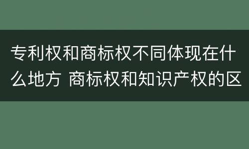 专利权和商标权不同体现在什么地方 商标权和知识产权的区别