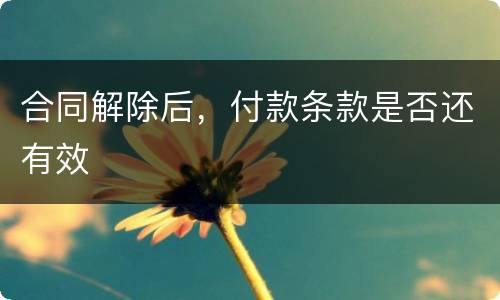 合同解除后，付款条款是否还有效