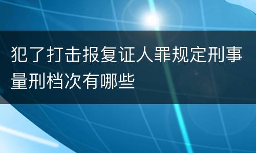 犯了打击报复证人罪规定刑事量刑档次有哪些