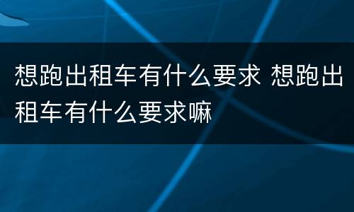 想跑出租车有什么要求 想跑出租车有什么要求嘛