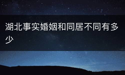 湖北事实婚姻和同居不同有多少