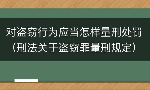对盗窃行为应当怎样量刑处罚（刑法关于盗窃罪量刑规定）