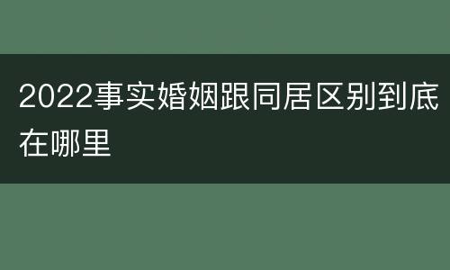 2022事实婚姻跟同居区别到底在哪里