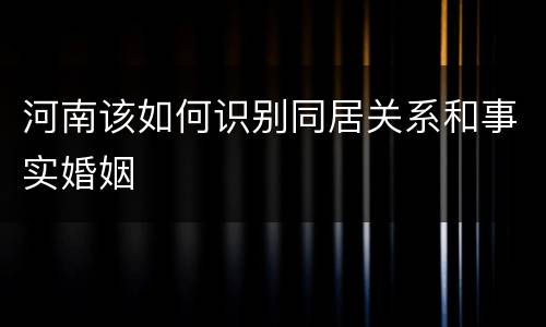 河南该如何识别同居关系和事实婚姻