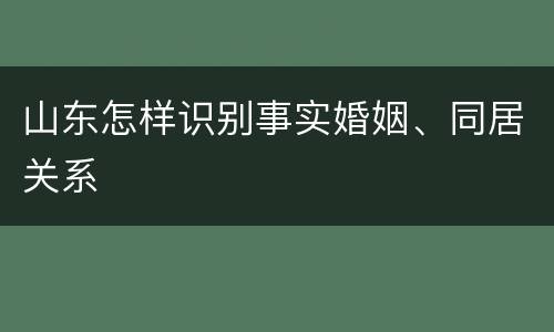 山东怎样识别事实婚姻、同居关系
