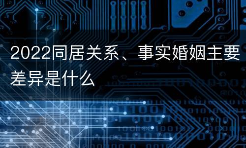 2022同居关系、事实婚姻主要差异是什么