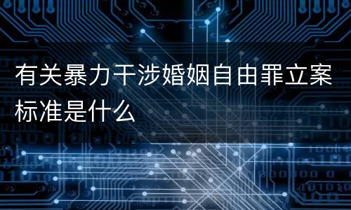 有关暴力干涉婚姻自由罪立案标准是什么
