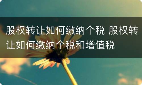 股权转让如何缴纳个税 股权转让如何缴纳个税和增值税