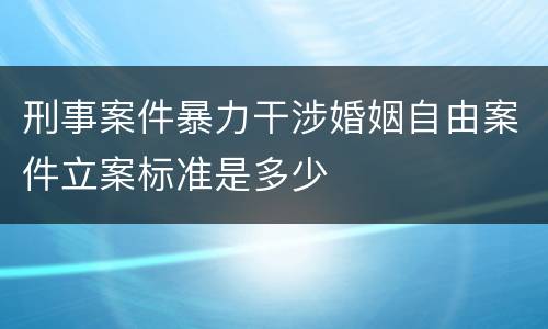 刑事案件暴力干涉婚姻自由案件立案标准是多少