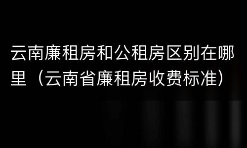 云南廉租房和公租房区别在哪里（云南省廉租房收费标准）