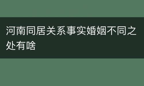 河南同居关系事实婚姻不同之处有啥