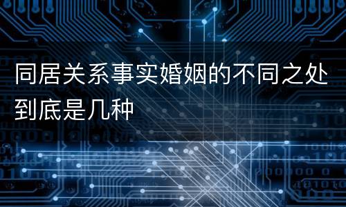 同居关系事实婚姻的不同之处到底是几种