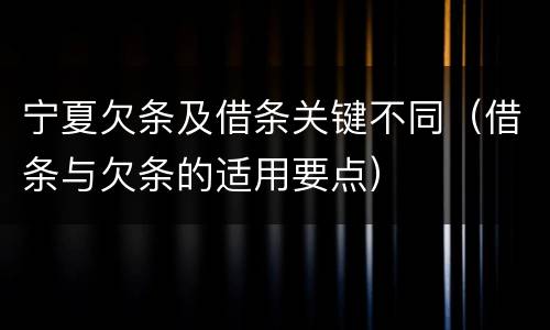 宁夏欠条及借条关键不同（借条与欠条的适用要点）