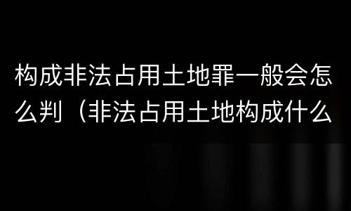 构成非法占用土地罪一般会怎么判（非法占用土地构成什么罪）