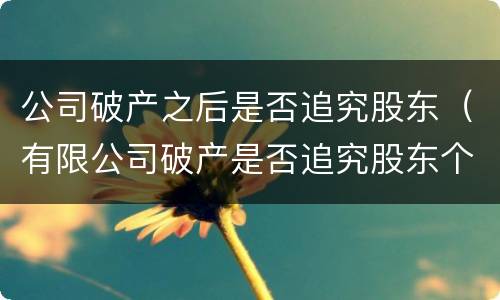 公司破产之后是否追究股东（有限公司破产是否追究股东个人资产）
