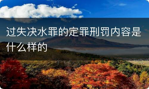 过失决水罪的定罪刑罚内容是什么样的