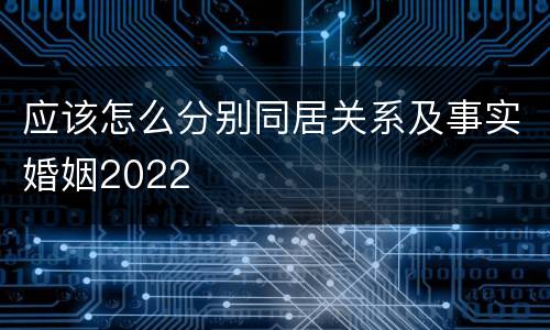 应该怎么分别同居关系及事实婚姻2022