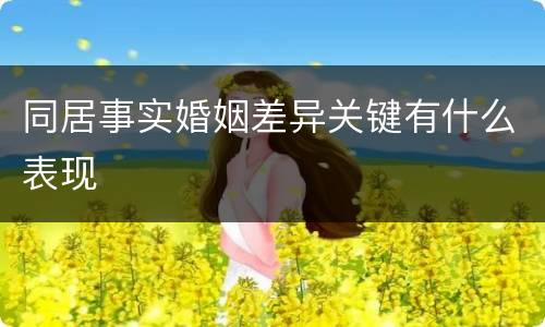 同居事实婚姻差异关键有什么表现