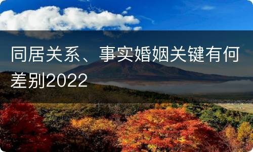 同居关系、事实婚姻关键有何差别2022