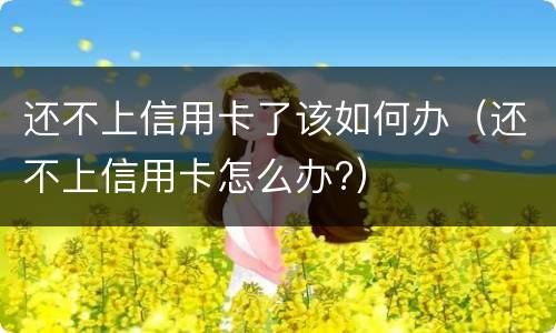 还不上信用卡了该如何办（还不上信用卡怎么办?）