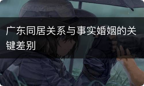 广东同居关系与事实婚姻的关键差别