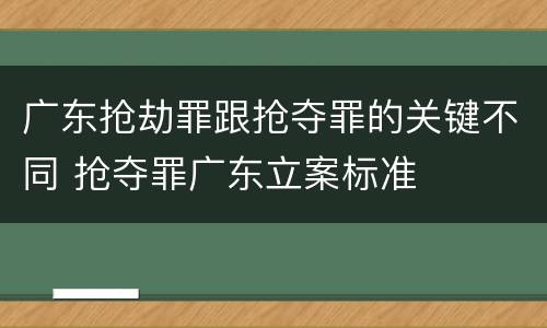 广东抢劫罪跟抢夺罪的关键不同 抢夺罪广东立案标准