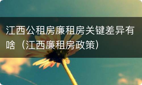 江西公租房廉租房关键差异有啥（江西廉租房政策）