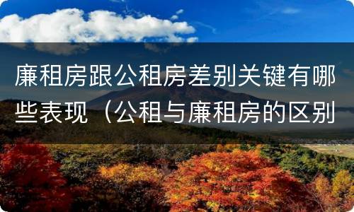 廉租房跟公租房差别关键有哪些表现（公租与廉租房的区别）