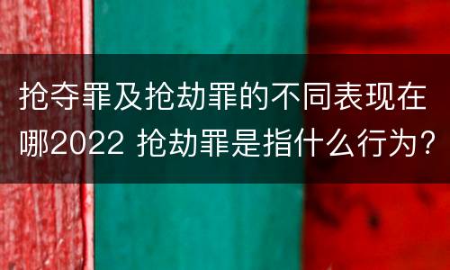 抢夺罪及抢劫罪的不同表现在哪2022 抢劫罪是指什么行为?