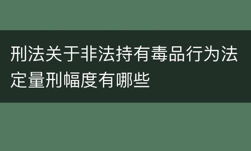 刑法关于非法持有毒品行为法定量刑幅度有哪些