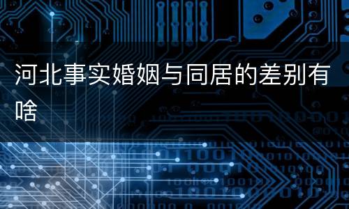 河北事实婚姻与同居的差别有啥