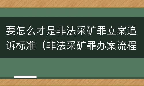 要怎么才是非法采矿罪立案追诉标准（非法采矿罪办案流程）