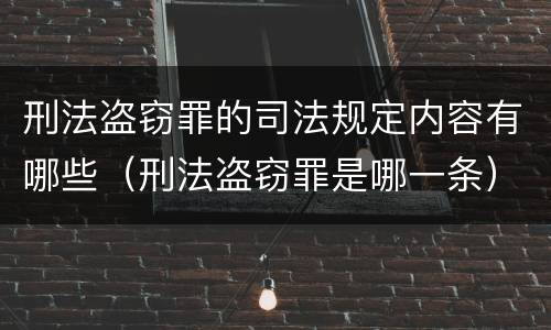 刑法盗窃罪的司法规定内容有哪些（刑法盗窃罪是哪一条）