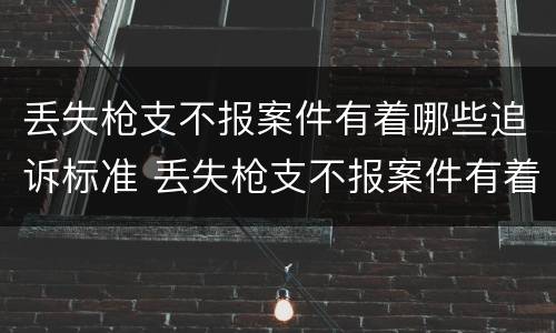 丢失枪支不报案件有着哪些追诉标准 丢失枪支不报案件有着哪些追诉标准
