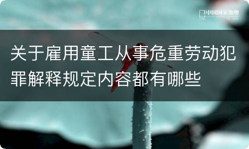 关于雇用童工从事危重劳动犯罪解释规定内容都有哪些