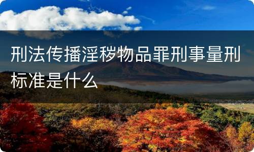 刑法传播淫秽物品罪刑事量刑标准是什么