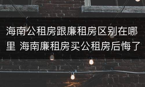 海南公租房跟廉租房区别在哪里 海南廉租房买公租房后悔了