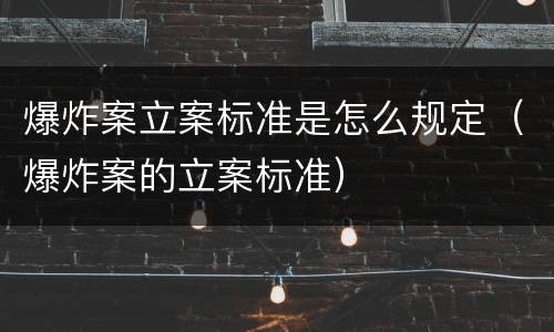 爆炸案立案标准是怎么规定（爆炸案的立案标准）